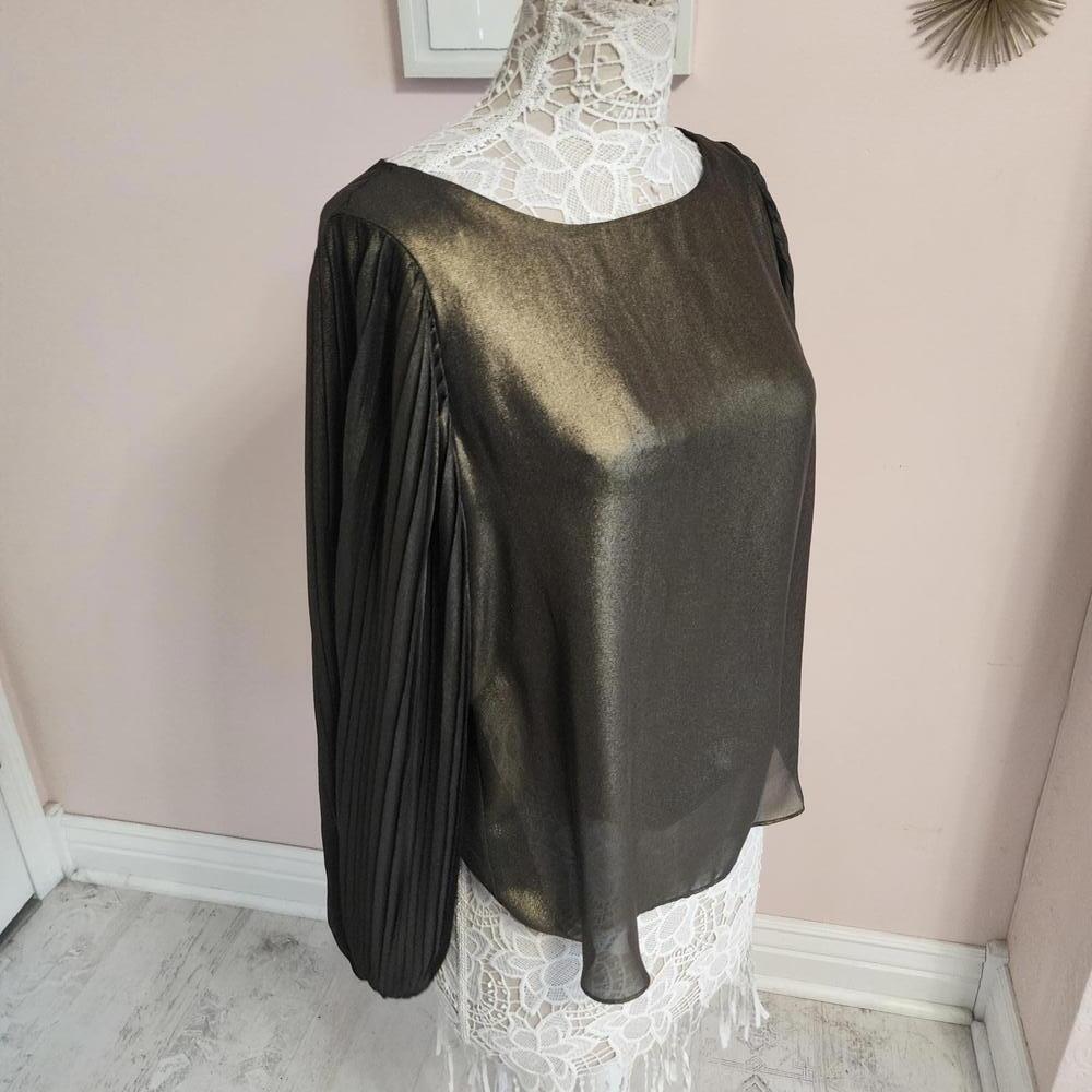 NWT Melanie Lyne Bronze Metallic 8 blouse unique sleeves